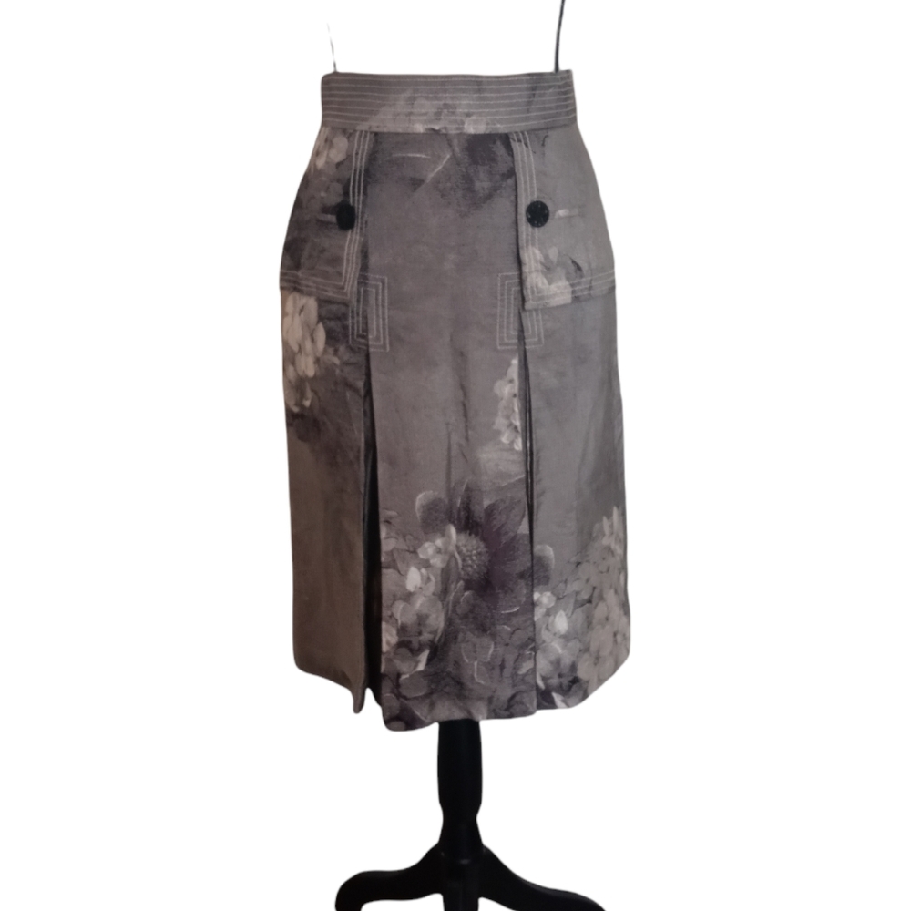 Carolina Herrera Pleated Floral Silk Midi Skirt